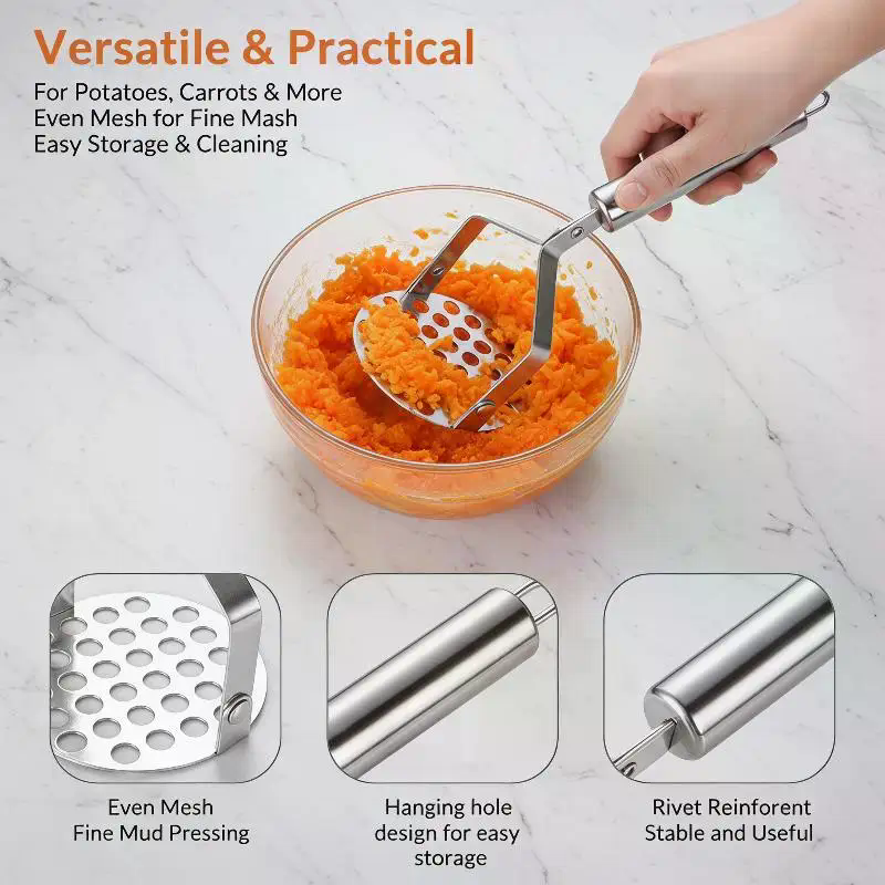 Veggie Baby Food - Durable Stainless Steel Manual Masher, Easy
