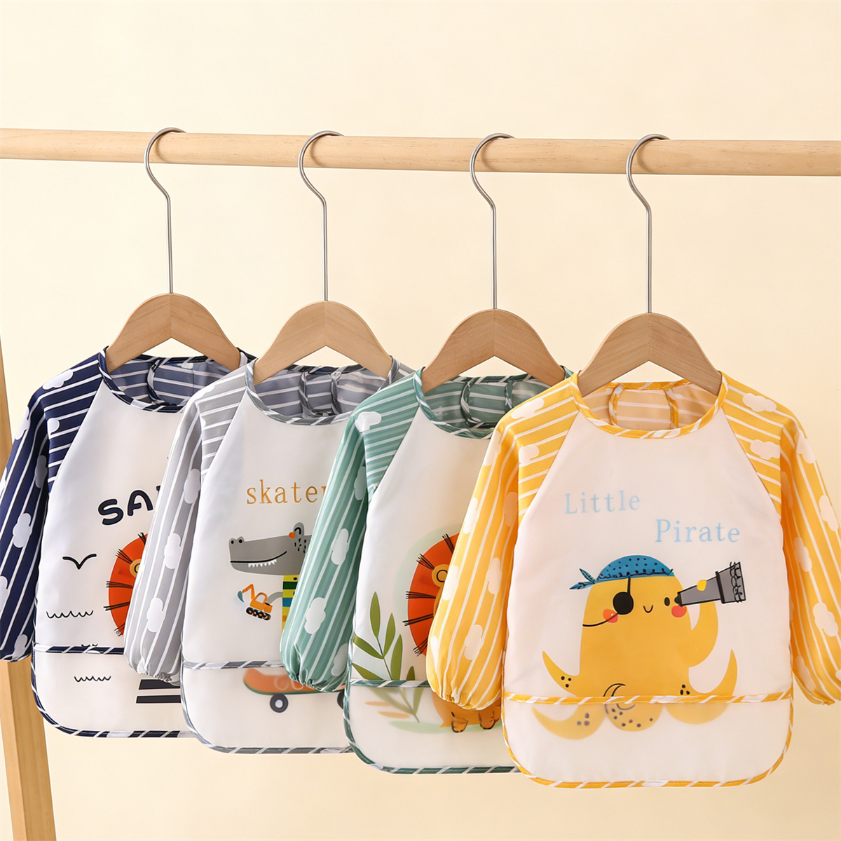 Bib Long Sleeve - 2pcs Waterproof Full Sleeve Baby Bibs