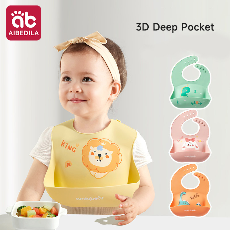 Baby Food Year Old - AIBEDILA Baby Silicone Bib Waterproof Feeding