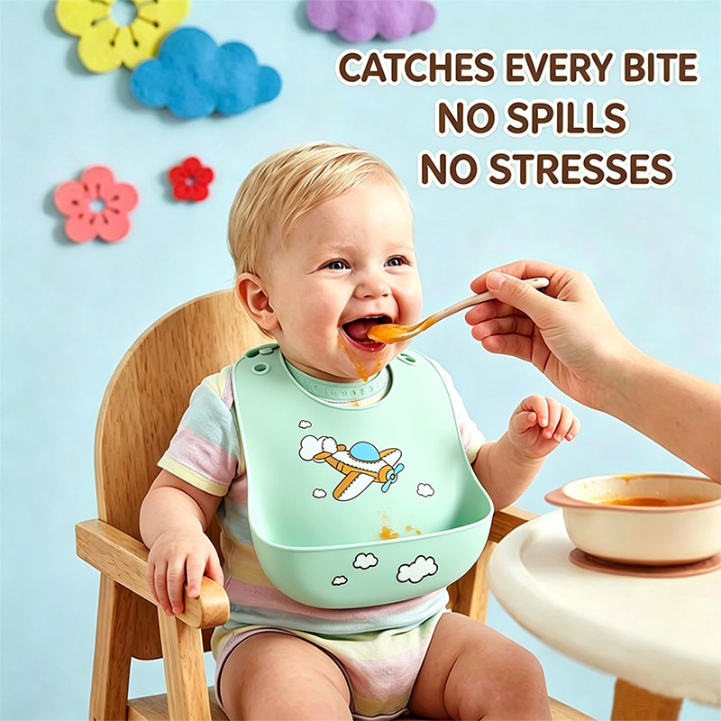 Feeding Baby Food - Silicone Baby Feeding Bib Waterproof Food