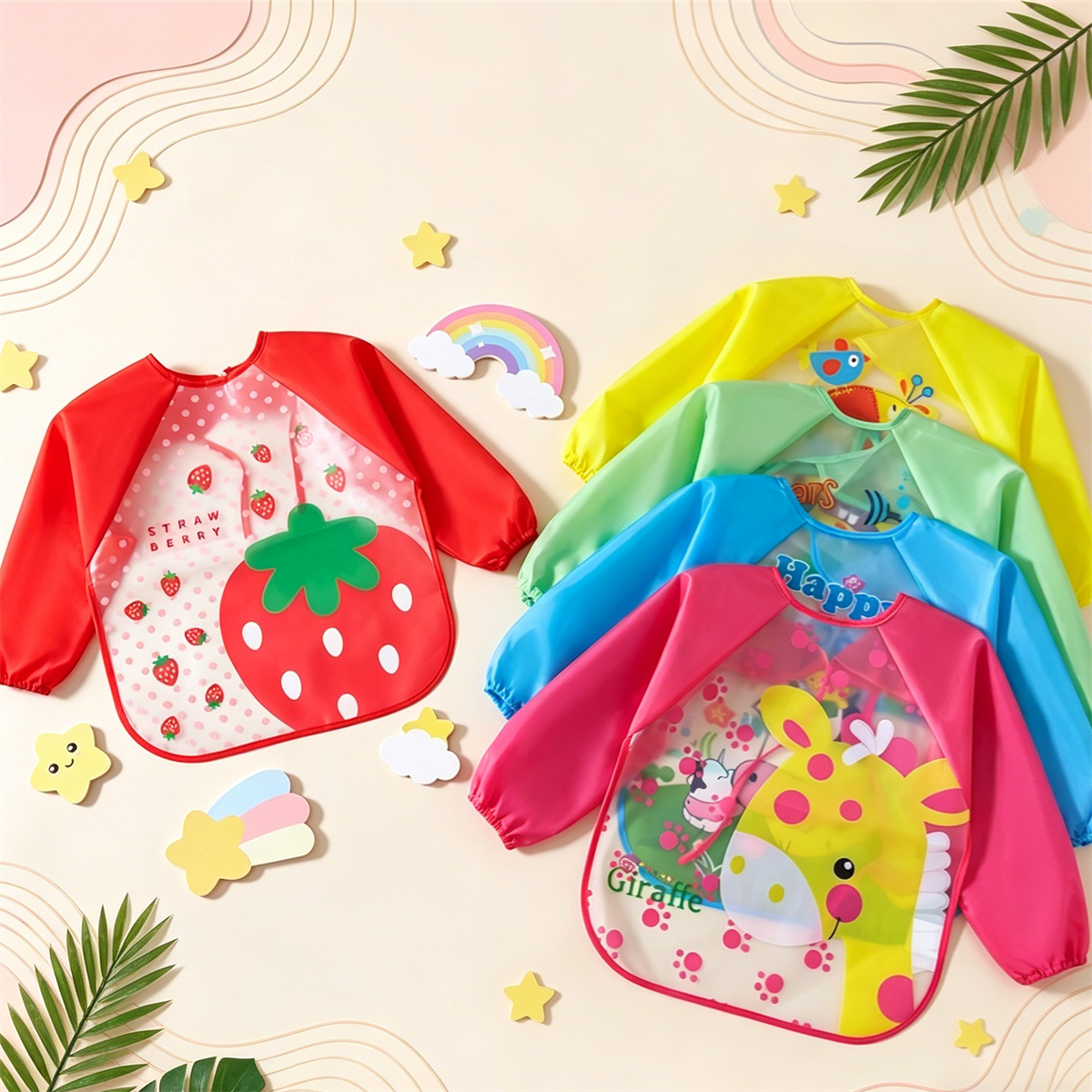 Bib Long Sleeve - Waterproof Full Sleeve Baby Bibs Children