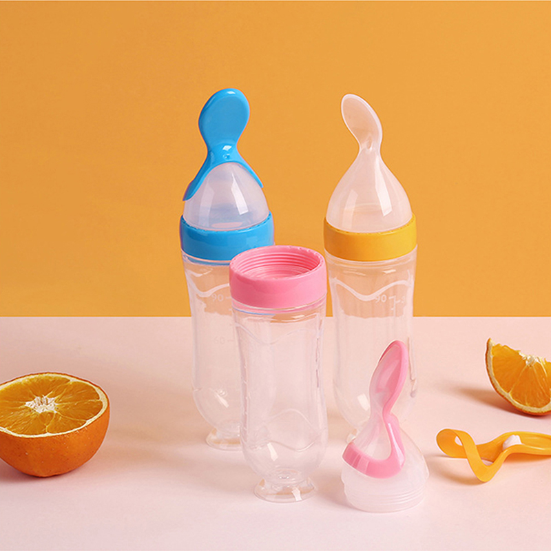 Baby Food Dispensing Spoon - Squeezing Feeding Bottle Silicone Newborn Baby
