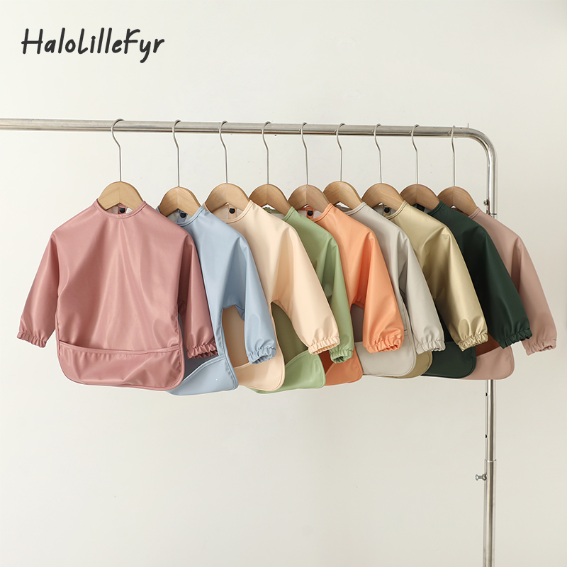 Bib Long Sleeve - Baby Bibs Burp Cloth Solid Color