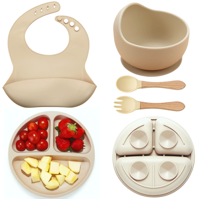 Baby Food Dispensing Spoon - 5Pcs Silicone Baby Feeding Set Safe