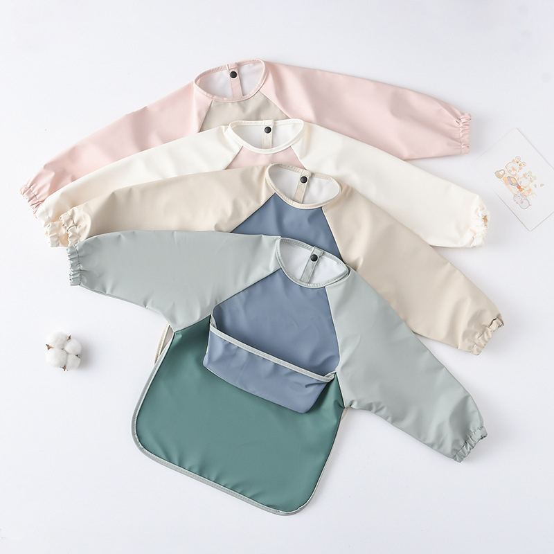 Kids Baby Long Sleeved PU Bibs - Bib Long Sleeve 评论和价格