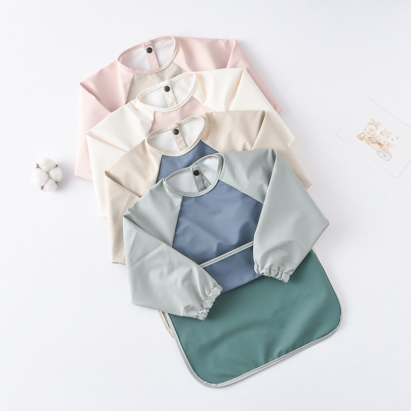 Kids Baby Long Sleeved PU Bibs - Bib Long Sleeve 评论和价格
