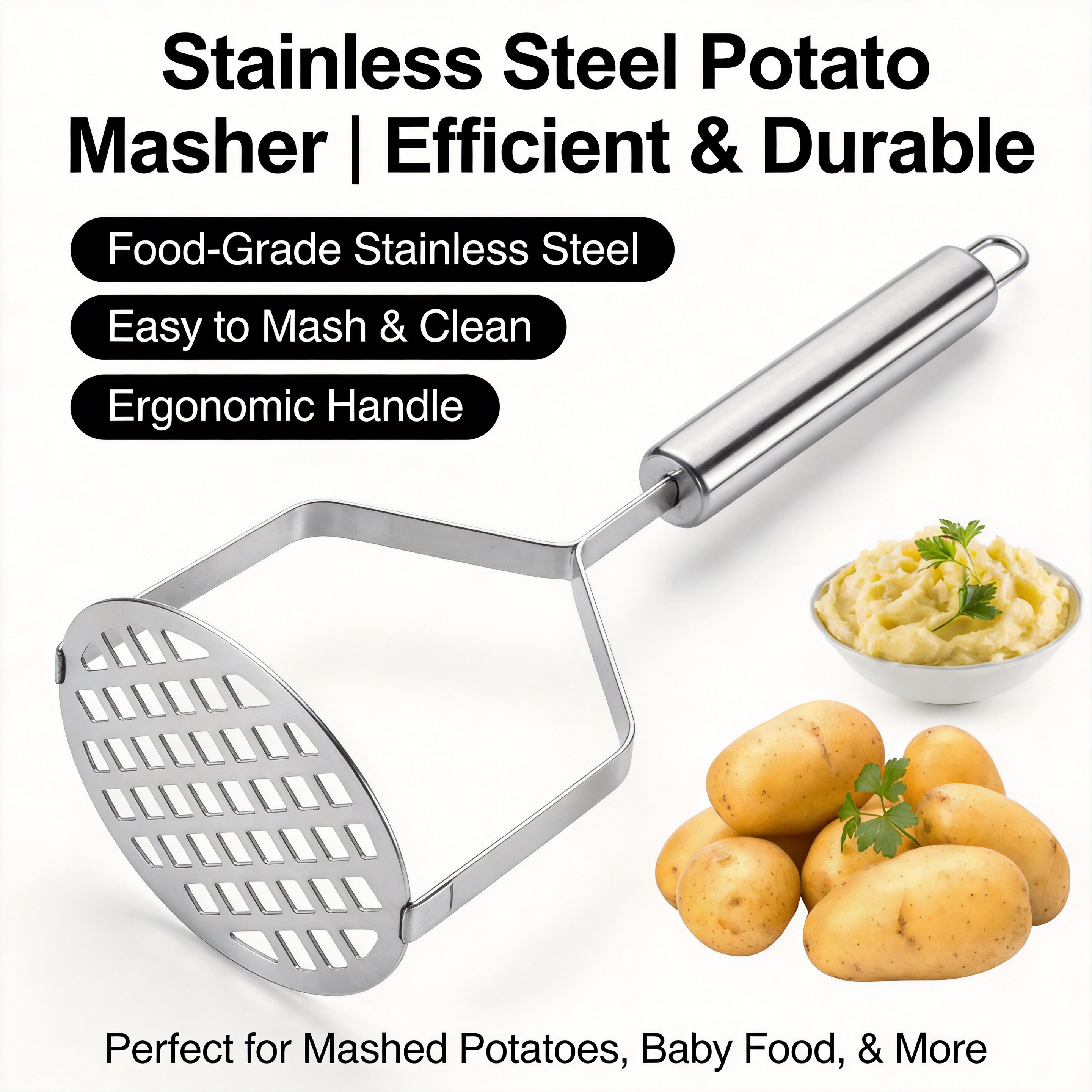 Stainless Steel Potato Masher  - Veggie Baby Food 评论和价格