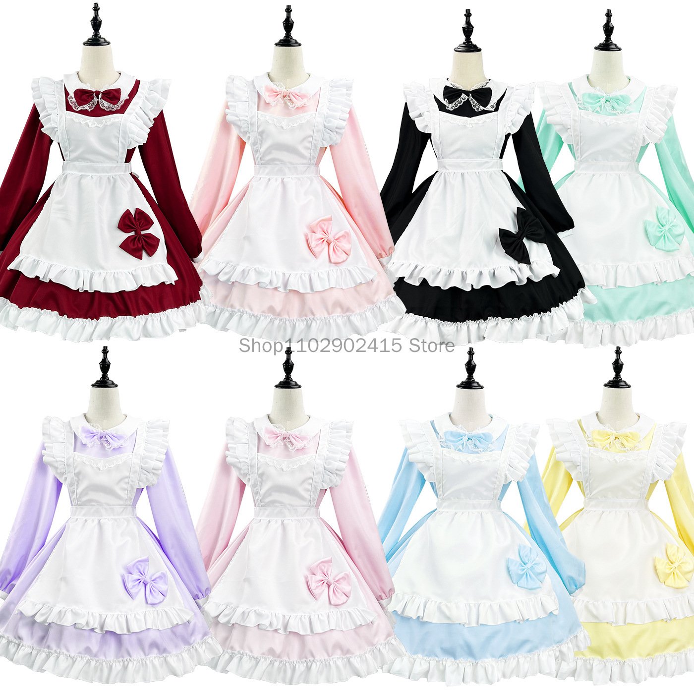 Japanese Maid Cosplay Cute Lol - Bib Long Sleeve 评论和价格
