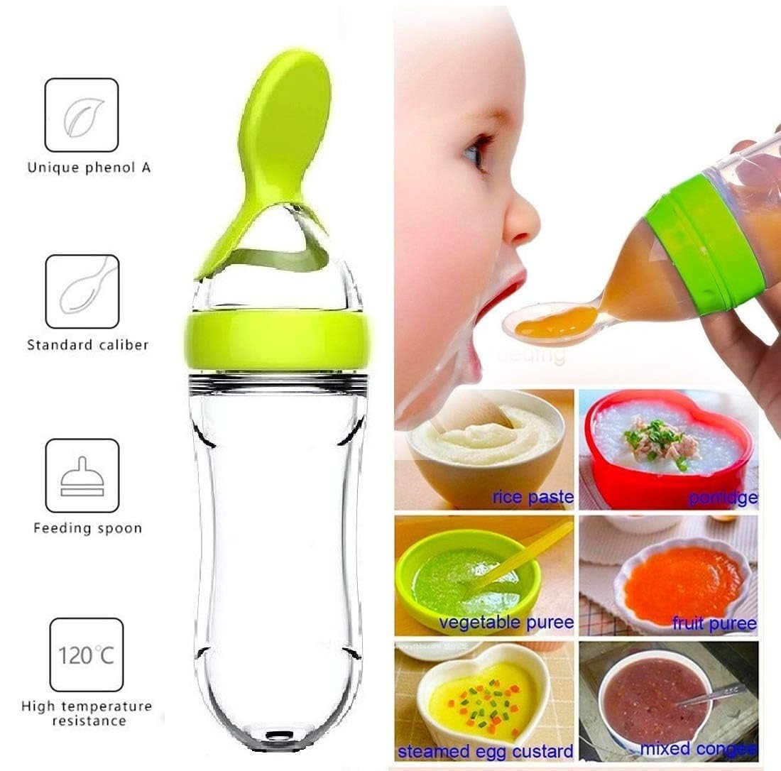 Squeezing Feeding Bottle Cup S - Baby Food Dispensing Spoon 评论和价格