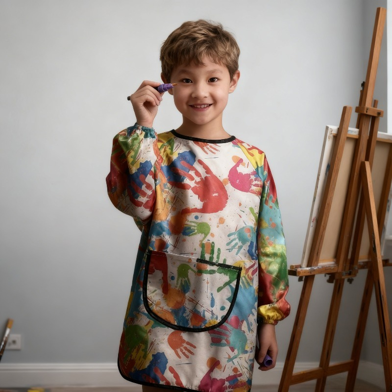 Toddler Waterproof Art Smock w - Bib Long Sleeve 评论和价格