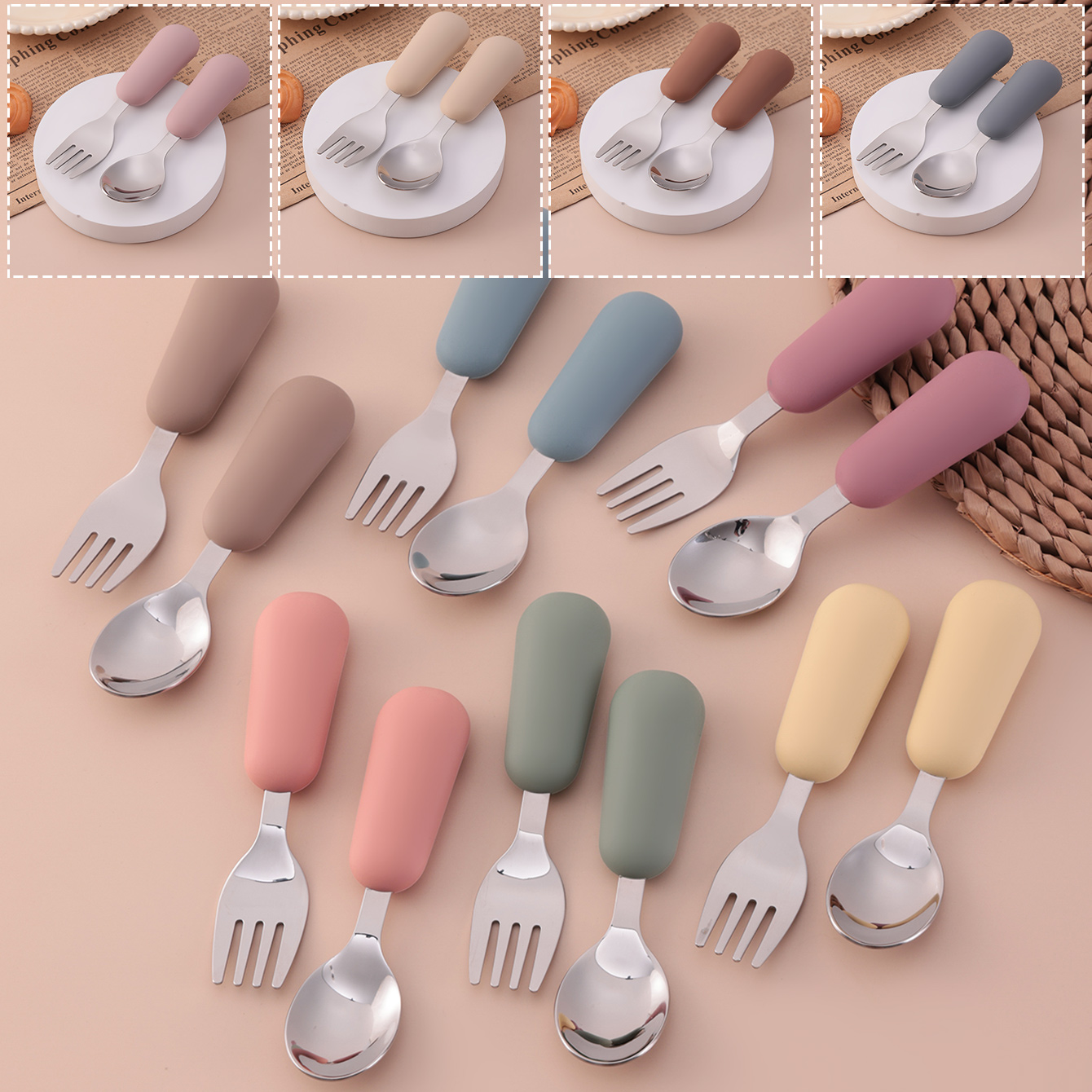 Color Kids 2PCS Stainless Stee - Baby Food Utensils 评论和价格