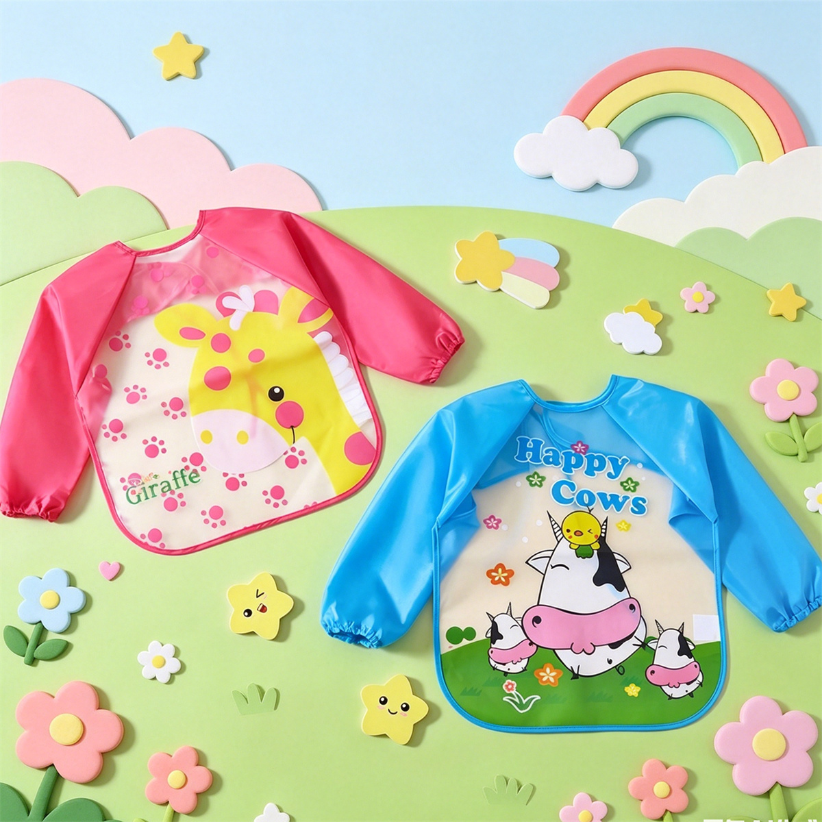Waterproof Full Sleeve Baby Bi - Bib Long Sleeve 评论和价格