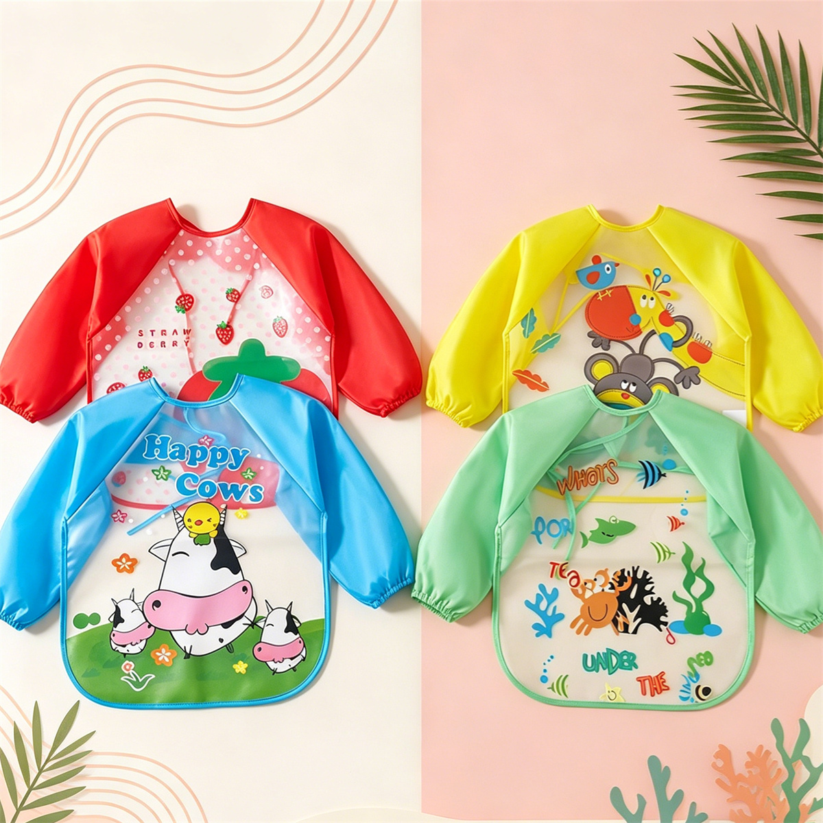 Waterproof Full Sleeve Baby Bi - Bib Long Sleeve 评论和价格