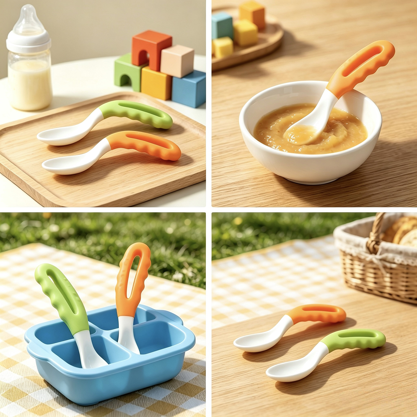 2/4pcs Spoons, Training Feedin - Baby Food Dispensing Spoon 评论和价格