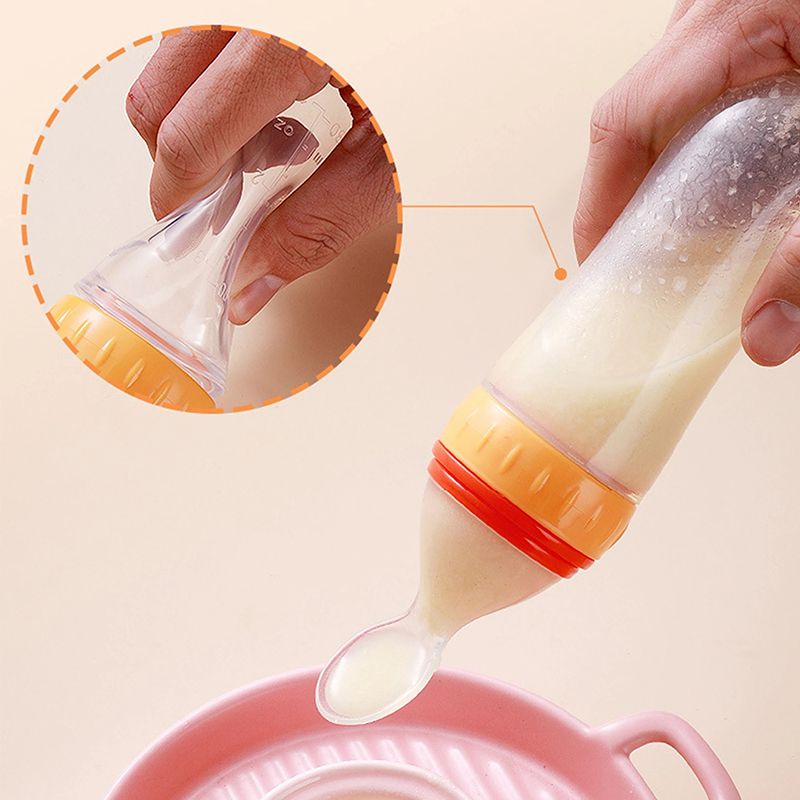 Squeezing Feeding Bottle Silic - Baby Food Dispensing Spoon 评论和价格