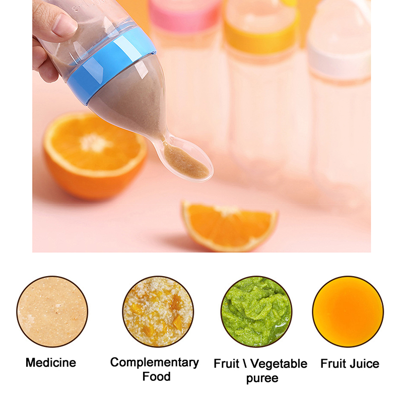 Squeezing Feeding Bottle Silic - Baby Food Dispensing Spoon 评论和价格