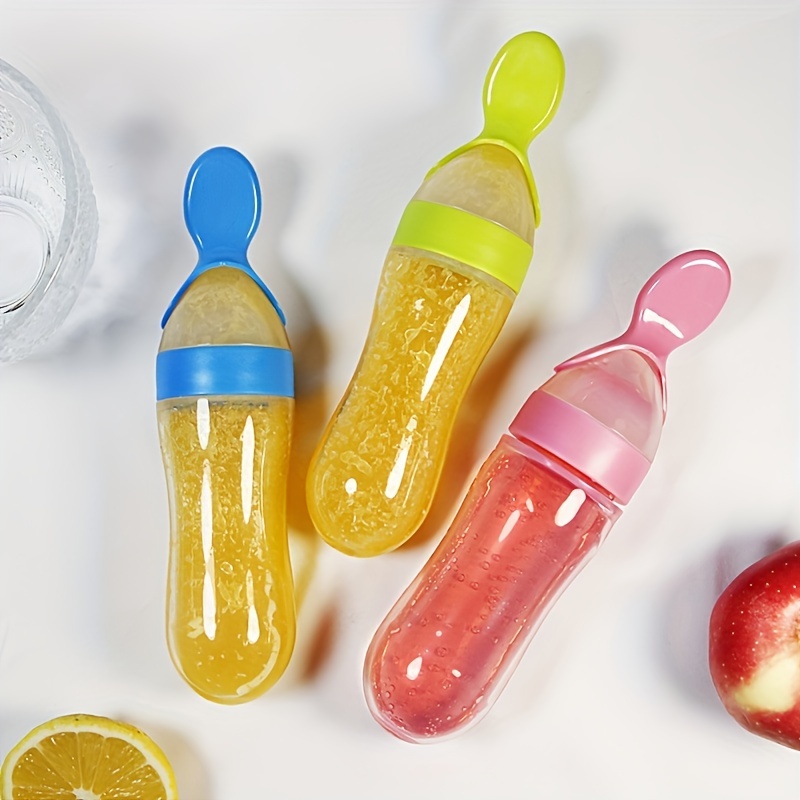 Baby Feeding Silicone Bottle w - Baby Food Dispensing Spoon 评论和价格
