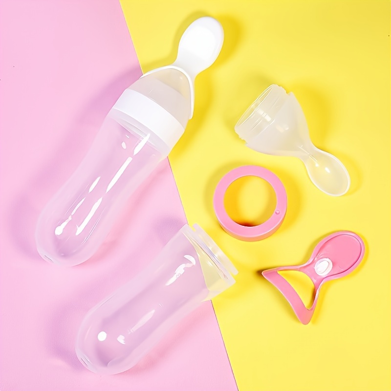 Baby Feeding Silicone Bottle w - Baby Food Dispensing Spoon 评论和价格