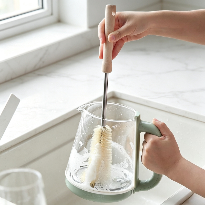 Long Wooden Handle Bottle Brus - Baby Food Dispensing Spoon 评论和价格