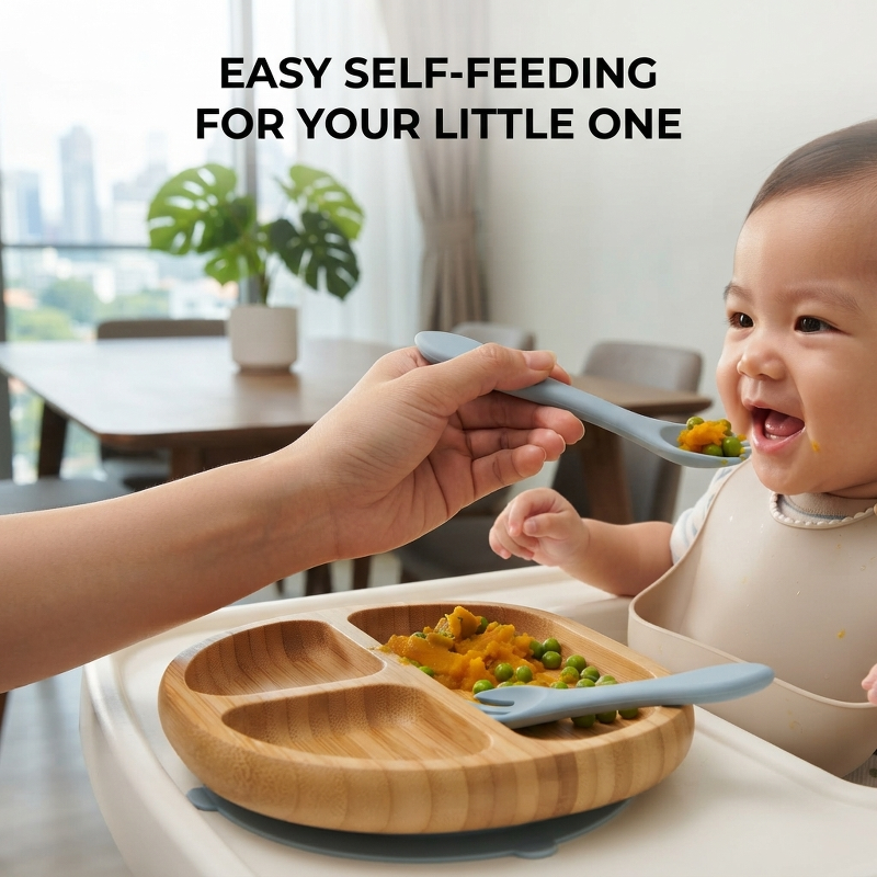 2pcs Silicone Baby Fork Spoon  - Baby Food Dispensing Spoon 评论和价格