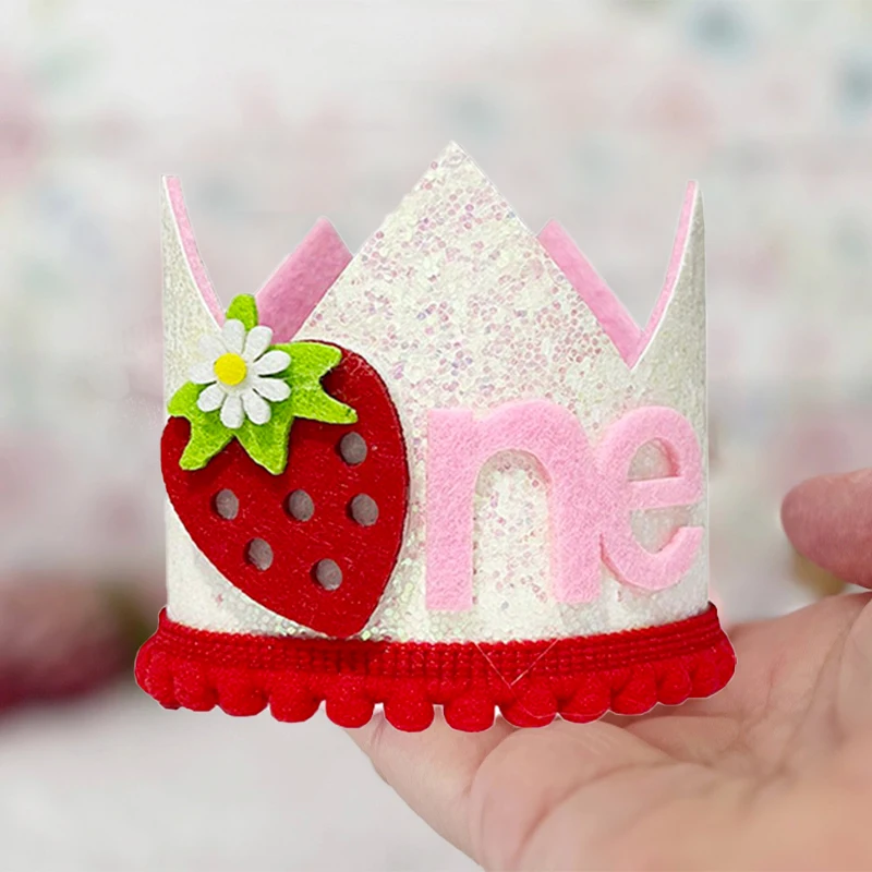 Pink Strawberry Crown Birthday - Baby Food Year Old 评论和价格