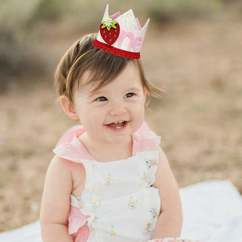 Pink Strawberry Crown Birthday - Baby Food Year Old 评论和价格