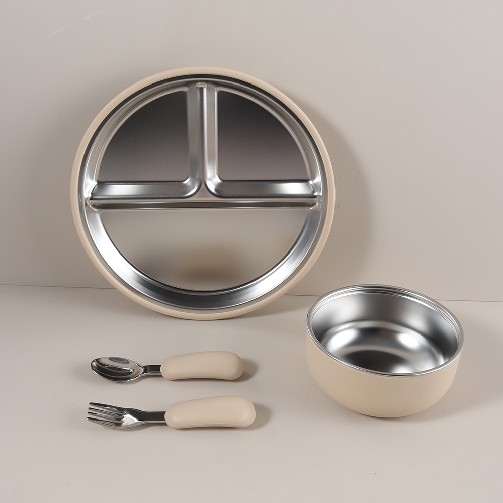 4pcs/set Silicone Suction Bowl - Baby Food Dispensing Spoon 评论和价格