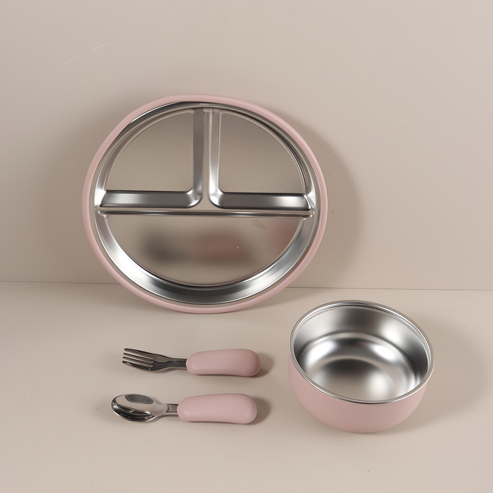 4pcs/set Silicone Suction Bowl - Baby Food Dispensing Spoon 评论和价格