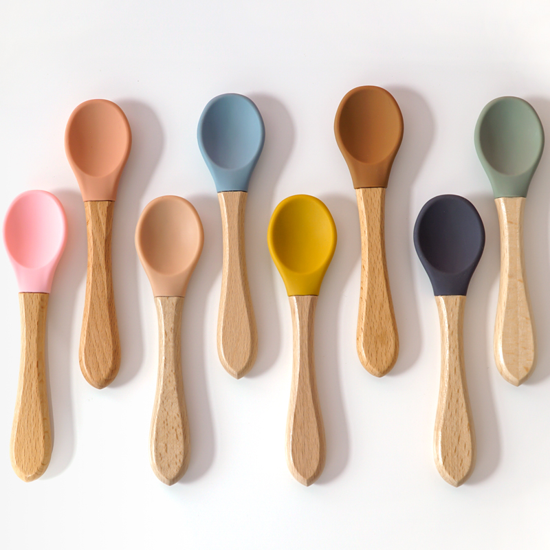 Feeding Wooden Handle Silicone - Baby Food Utensils 评论和价格