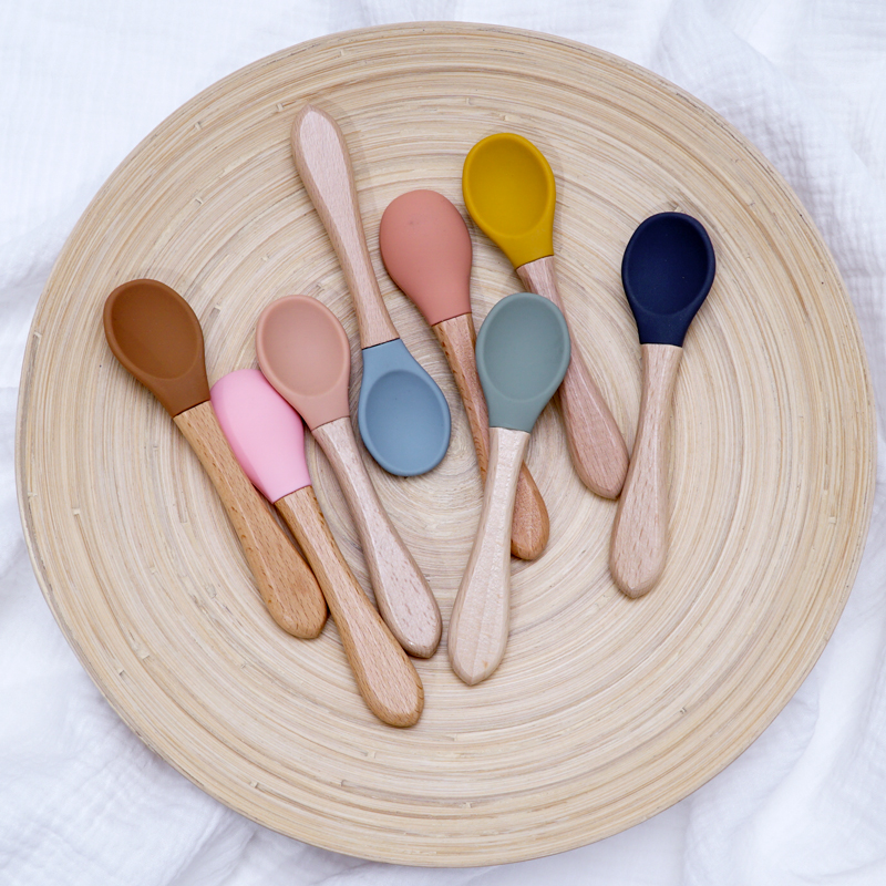 Feeding Wooden Handle Silicone - Baby Food Utensils 评论和价格