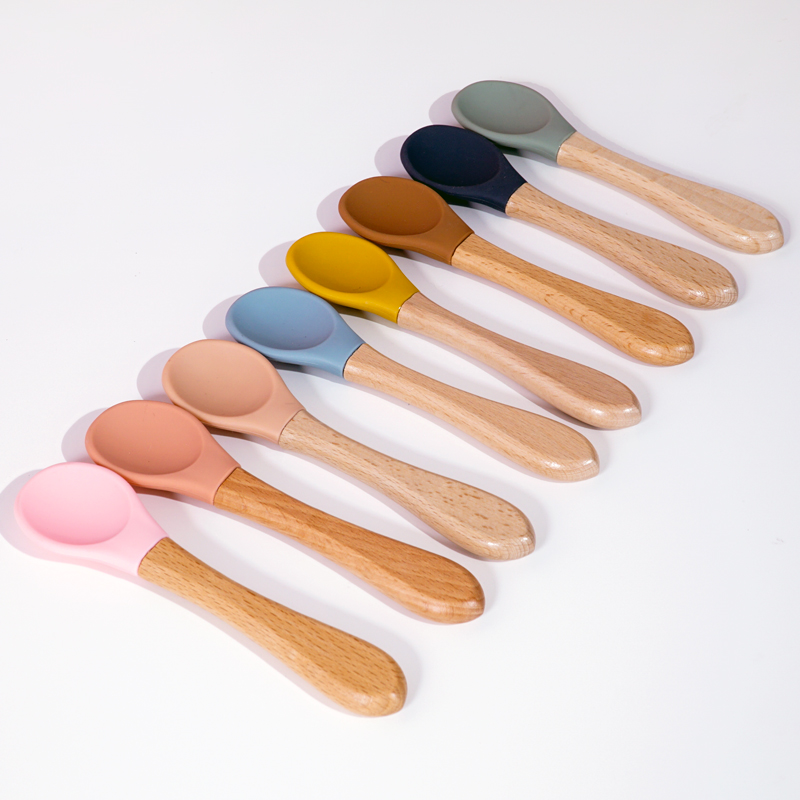 Feeding Wooden Handle Silicone - Baby Food Utensils 评论和价格
