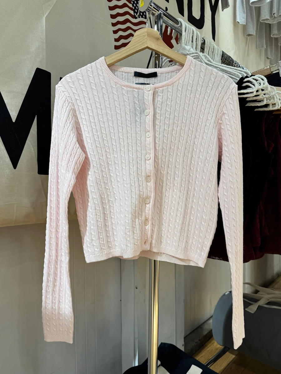 Twist Flower Baby Pink Sweater - Bib Long Sleeve 评论和价格